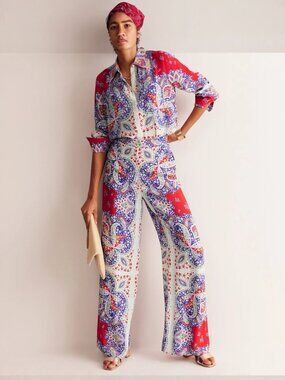 Boden Rubicondo, Ornate Paisley Palazzo Fluid Crepe Pants